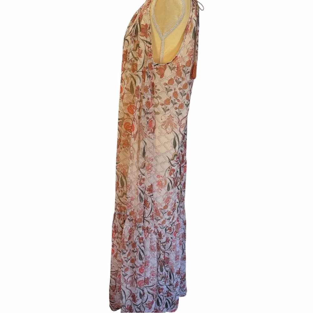 World Market orange cream floral maxi dress Size L/XL NWOT Bohemian Spring - Picture 2 of 12